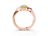 Rose gold Hexagonal Halo Fancy Yellow Radiant Cut Diamond Solitaire with Pavé Band and Four-Prong Setting_6