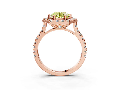 Rose gold Hexagonal Halo Fancy Yellow Round Cut Diamond Pavé Band with Four-Prong Setting_3