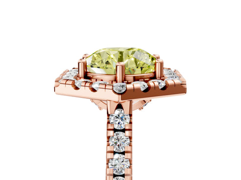 Rose gold Hexagonal Halo Fancy Yellow Round Cut Diamond Pavé Band with Four-Prong Setting_5