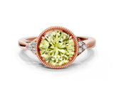 Rose gold Hexagonal Halo Fancy Yellow Round Cut Diamond Solitaire with Pavé Band and Four-Prong Setting_3