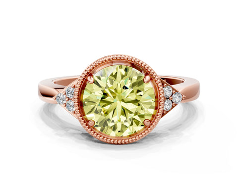 Rose gold Hexagonal Halo Fancy Yellow Round Cut Diamond Solitaire with Pavé Band and Four-Prong Setting_3