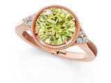 Rose gold Hexagonal Halo Fancy Yellow Round Cut Diamond Solitaire with Pavé Band and Four-Prong Setting_4