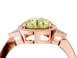Rose gold Hexagonal Halo Fancy Yellow Round Cut Diamond Solitaire with Pavé Band and Four-Prong Setting_7