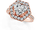 Rose gold Hexagonal Halo Heart Cut Diamond Pavé Band with Four-Prong Setting_4