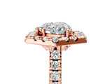 Rose gold Hexagonal Halo Heart Cut Diamond Pavé Band with Four-Prong Setting_8