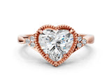 Rose gold Hexagonal Halo Heart Cut Diamond Solitaire with Pavé Band and Four-Prong Setting_3