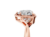 Rose gold Hexagonal Halo Heart Cut Diamond Solitaire with Pavé Band and Four-Prong Setting_8