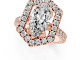 Rose gold Hexagonal Halo Marquise Cut Diamond Pavé Band with Four-Prong Setting_16