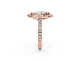 Rose gold Hexagonal Halo Marquise Cut Diamond Pavé Band with Four-Prong Setting_17