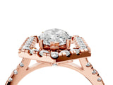 Rose gold Hexagonal Halo Marquise Cut Diamond Pavé Band with Four-Prong Setting_19
