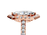 Rose gold Hexagonal Halo Marquise Cut Diamond Pavé Band with Four-Prong Setting_20