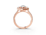 Rose gold Hexagonal Halo Marquise Cut Diamond Pavé Band with Four-Prong Setting_6