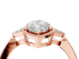 Rose gold Hexagonal Halo Marquise Cut Diamond Solitaire with Pavé Band and Four-Prong Setting_7