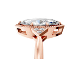 Rose gold Hexagonal Halo Marquise Cut Diamond Solitaire with Pavé Band and Four-Prong Setting_8