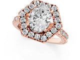 Rose gold Hexagonal Halo Oval Cut Diamond Pavé Band with Four-Prong Setting_4