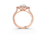 Rose gold Hexagonal Halo Oval Cut Diamond Pavé Band with Four-Prong Setting_6