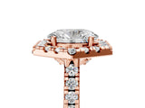 Rose gold Hexagonal Halo Oval Cut Diamond Pavé Band with Four-Prong Setting_8