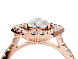 Rose gold Hexagonal Halo Pear Cut Diamond Pavé Band with Four-Prong Setting_7