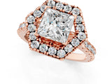 Rose gold Hexagonal Halo Princess Cut Diamond Pavé Band with Four-Prong Setting_4