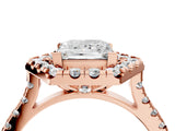 Rose gold Hexagonal Halo Princess Cut Diamond Pavé Band with Four-Prong Setting_7
