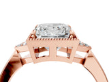 Rose gold Hexagonal Halo Princess Cut Diamond Solitaire with Pavé Band and Four-Prong Setting_7