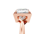 Rose gold Hexagonal Halo Princess Cut Diamond Solitaire with Pavé Band and Four-Prong Setting_8