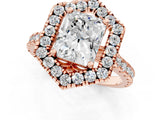 Rose gold Hexagonal Halo Radiant Cut Diamond Pavé Band with Four-Prong Setting_4