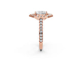 Rose gold Hexagonal Halo Radiant Cut Diamond Pavé Band with Four-Prong Setting_5