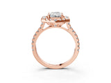 Rose gold Hexagonal Halo Radiant Cut Diamond Pavé Band with Four-Prong Setting_6