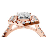 Rose gold Hexagonal Halo Radiant Cut Diamond Pavé Band with Four-Prong Setting_7