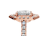 Rose gold Hexagonal Halo Radiant Cut Diamond Pavé Band with Four-Prong Setting_8