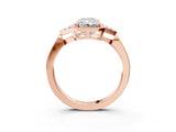 Rose gold Hexagonal Halo Radiant Cut Diamond Solitaire with Pavé Band and Four-Prong Setting_6