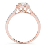Rose gold Hexagonal Halo Round Diamond Pavé Band with Four-Prong Setting 2