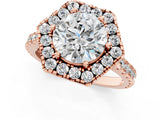 Rose gold Hexagonal Halo Round Diamond Pavé Band with Four-Prong Setting_4