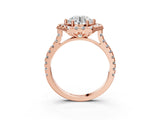 Rose gold Hexagonal Halo Round Diamond Pavé Band with Four-Prong Setting_6