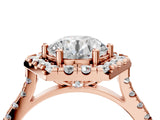 Rose gold Hexagonal Halo Round Diamond Pavé Band with Four-Prong Setting_7