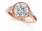 Rose gold Hexagonal Halo Round Diamond Solitaire with Pavé Band and Four-Prong Setting_10