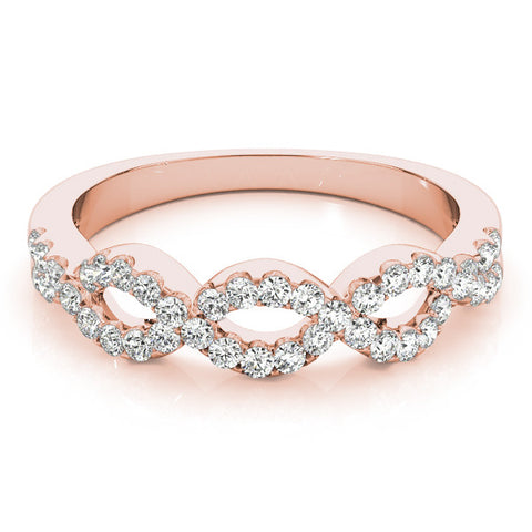 Rose gold Infinity Diamond Pavé Round Stone Twist Band with Prong Setting 1