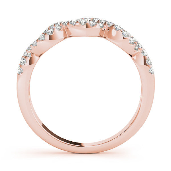 Rose gold Infinity Diamond Pavé Round Stone Twist Band with Prong Setting 2