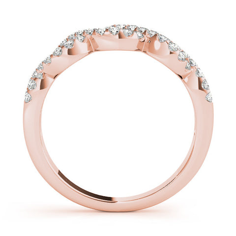 Rose gold Infinity Diamond Pavé Round Stone Twist Band with Prong Setting 2