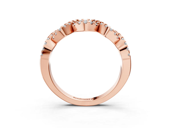 Rose gold Infinity Diamond Pavé Round Stone Twist Band with Prong Setting