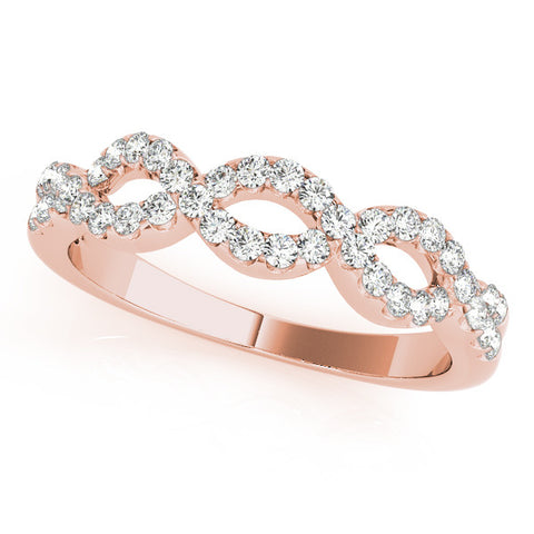 Rose gold Infinity Diamond Pavé Round Stone Twist Band with Prong Setting