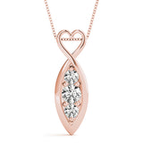 Rose gold Infinity Heart Pendant with Round Diamond Prong Setting