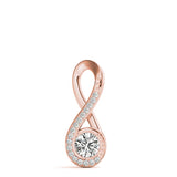 Rose gold Infinity Pavé Round Diamond Bezel Pendant 1