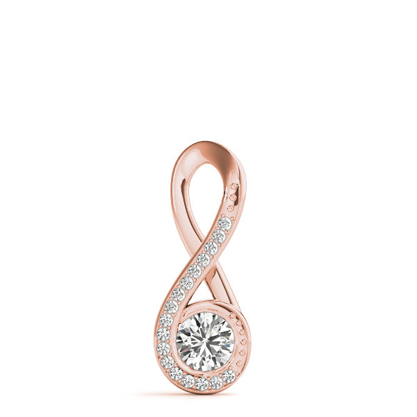 Rose gold Infinity Pavé Round Diamond Bezel Pendant