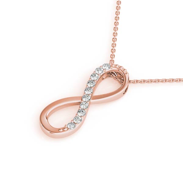 Rose gold Infinity Pendant with Round Brilliant Diamonds in Pavé Setting 1