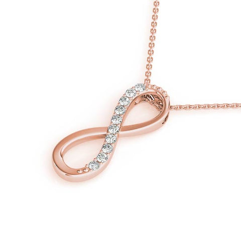Rose gold Infinity Pendant with Round Brilliant Diamonds in Pavé Setting 1