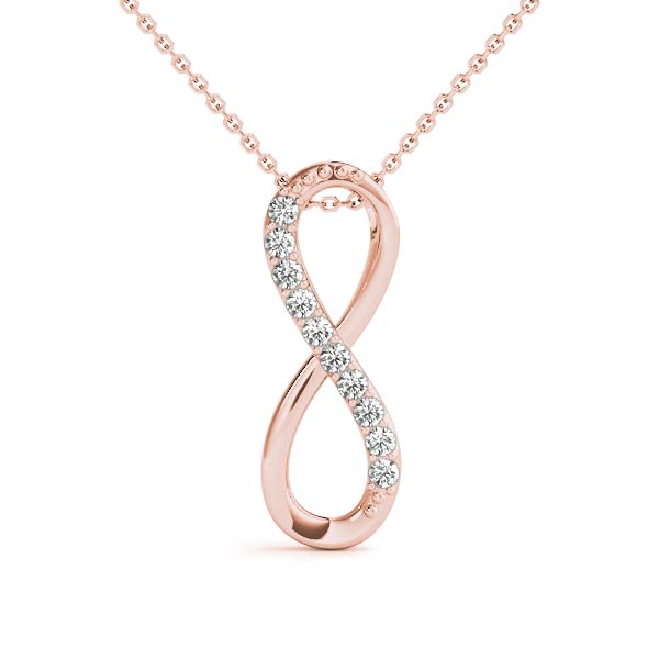 Rose gold Infinity Pendant with Round Brilliant Diamonds in Pavé Setting