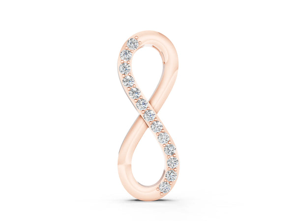 Rose gold Infinity Pendant with Round Brilliant Diamonds in Pavé Setting