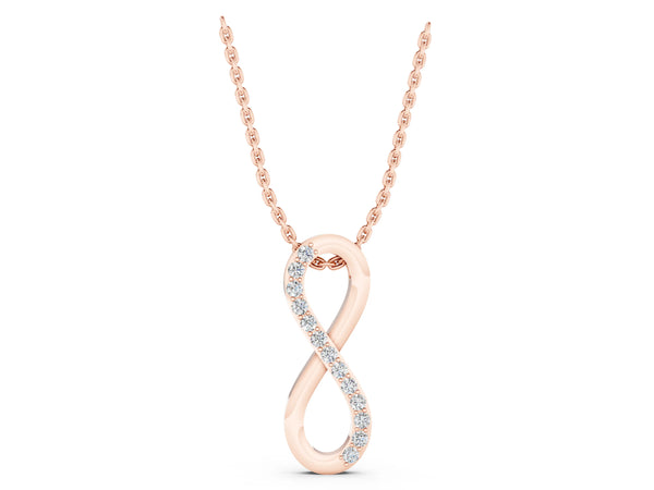 Rose gold Infinity Pendant with Round Brilliant Diamonds in Pavé Setting
